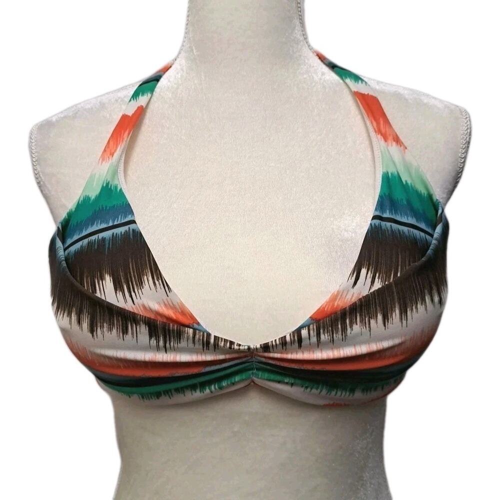 Bingo Surf Heat Bikini Top Size Large L Sunset Striped Boho Beach Swim